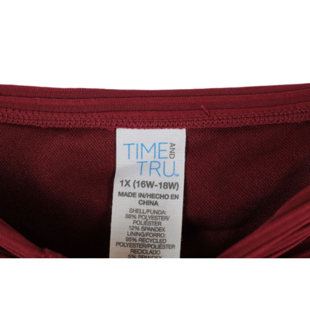 Time and Tru Red Women's U Trim Swim Bikini High Waist 1X 029